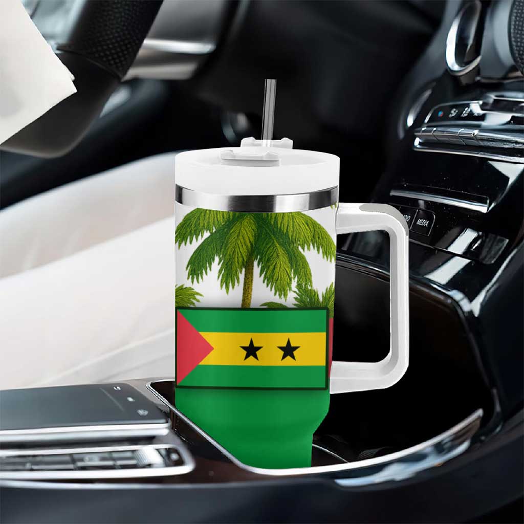 Jungle Spirit Monkey Tumbler With Handle Sao Tome and Principe Tropical Flag Color TS04