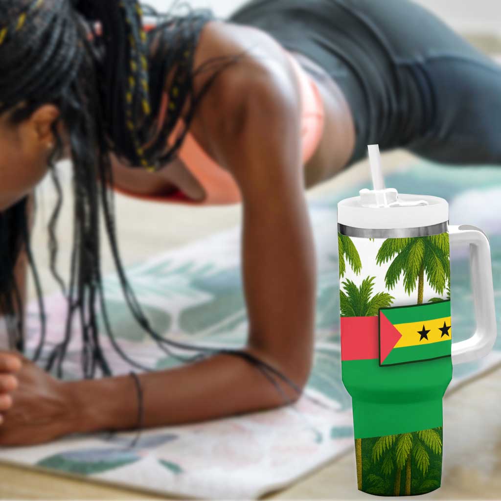 Jungle Spirit Monkey Tumbler With Handle Sao Tome and Principe Tropical Flag Color TS04