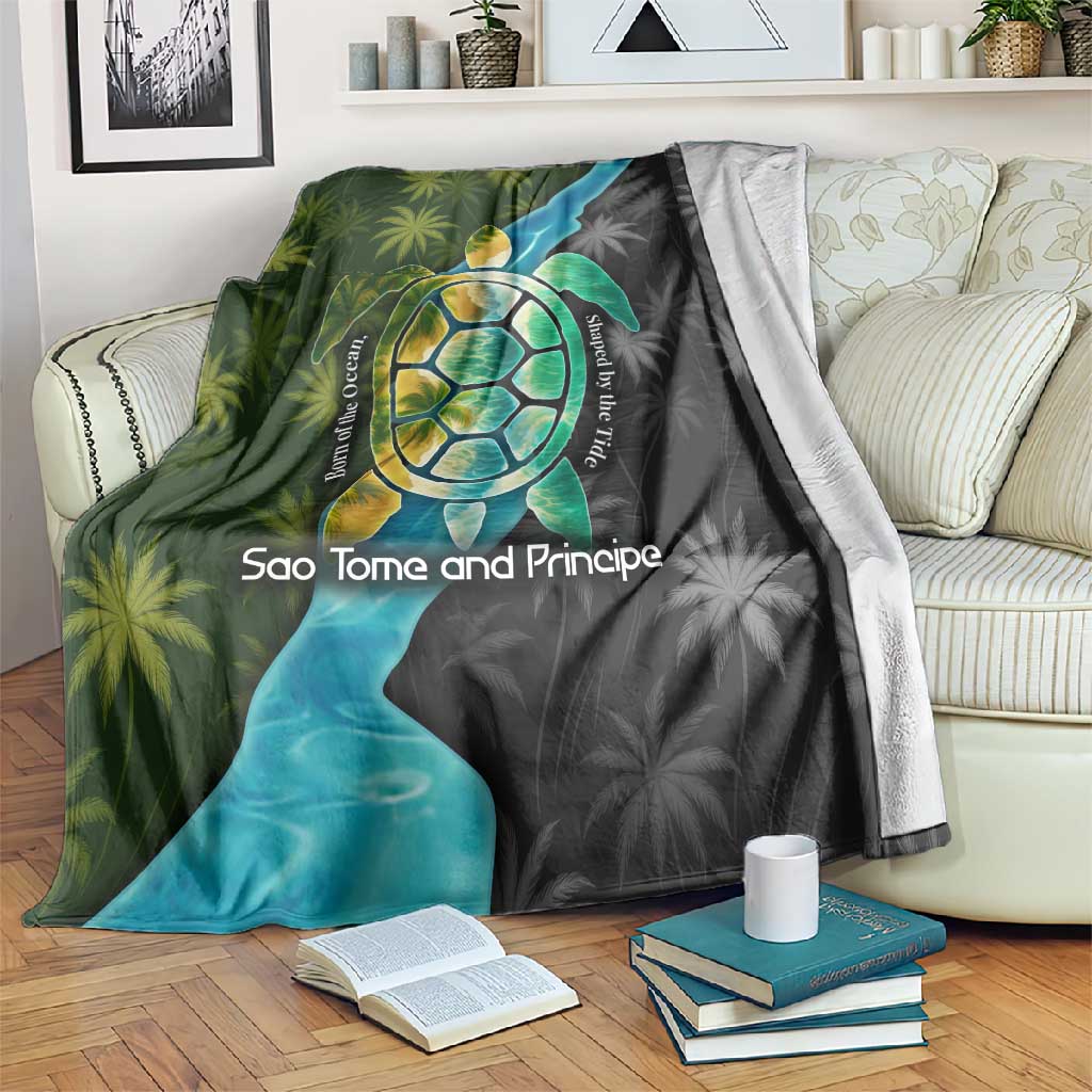 Sea Turtle Sao Tome and Principe Blanket Ocean Tide and Tropical Palm TS04