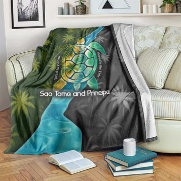 Sea Turtle Sao Tome and Principe Blanket Ocean Tide and Tropical Palm TS04