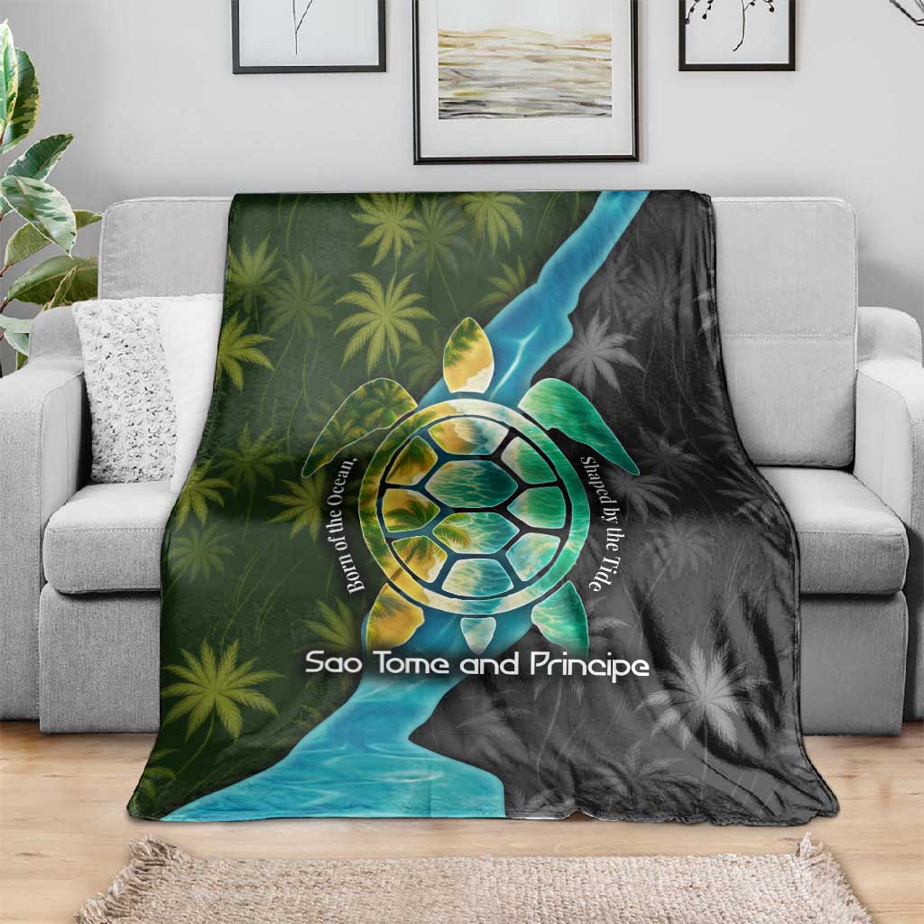 Sea Turtle Sao Tome and Principe Blanket Ocean Tide and Tropical Palm TS04