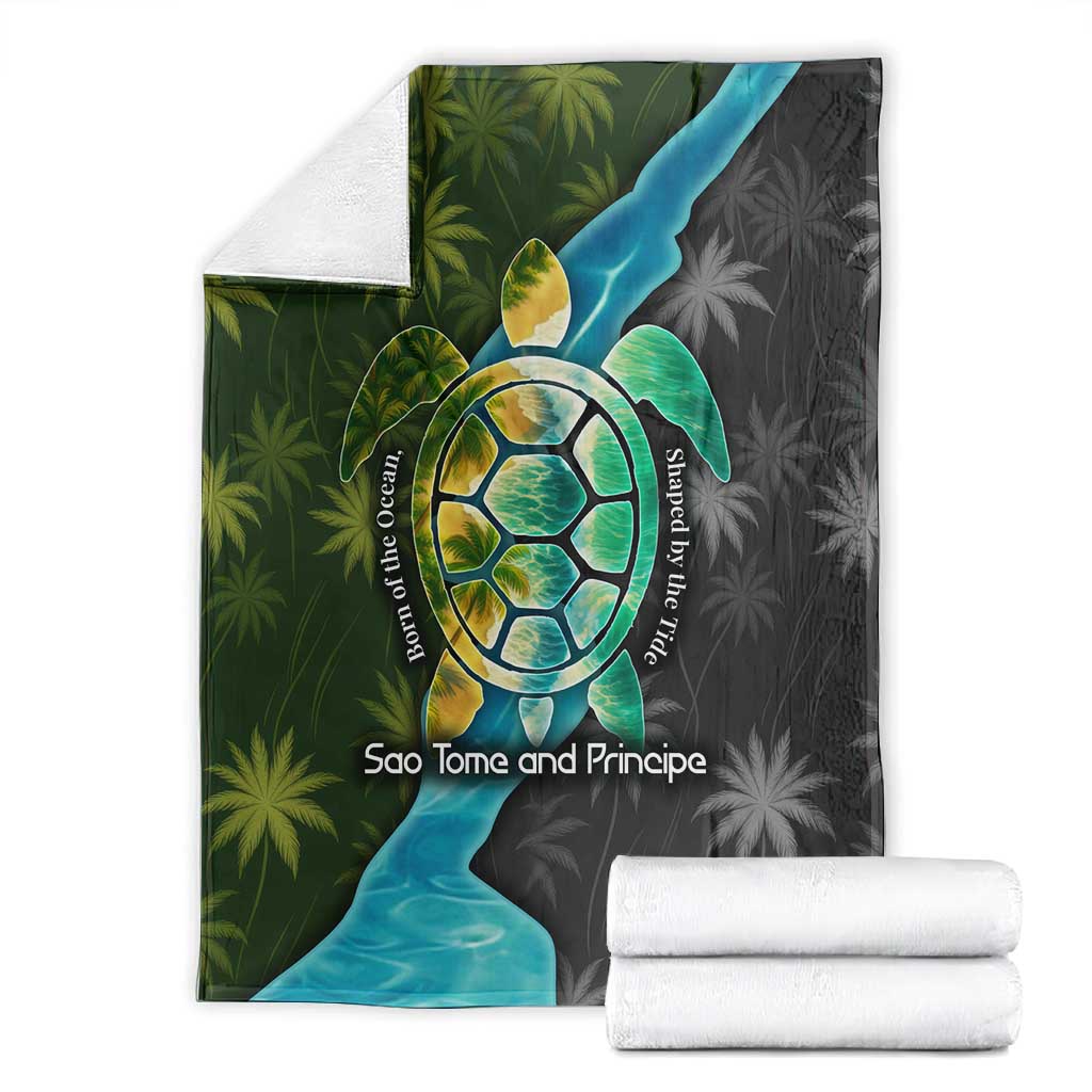 Sea Turtle Sao Tome and Principe Blanket Ocean Tide and Tropical Palm TS04