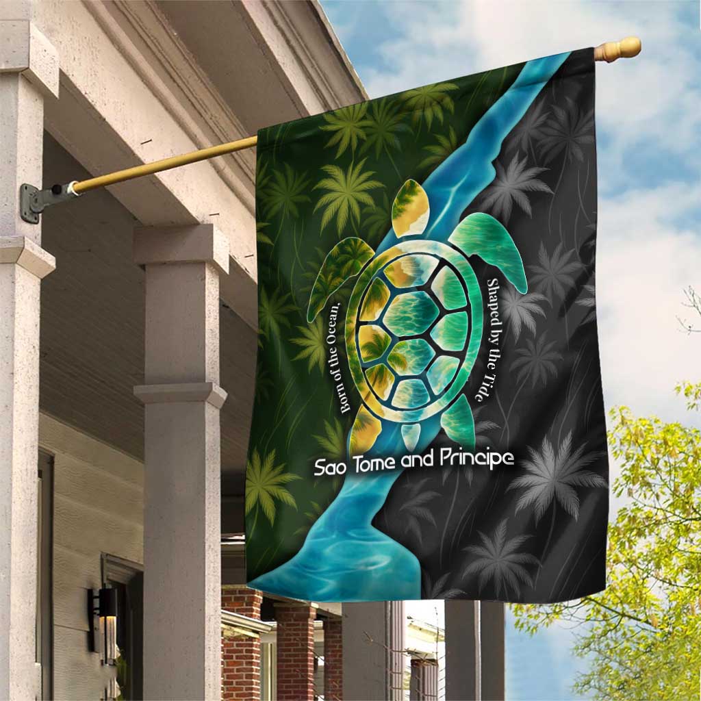 Sea Turtle Sao Tome and Principe Garden Flag Ocean Tide and Tropical Palm TS04