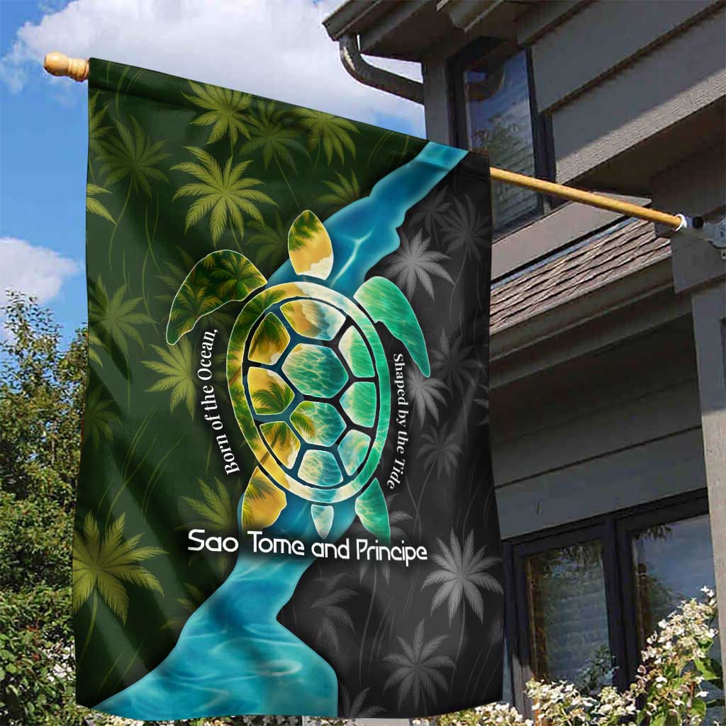 Sea Turtle Sao Tome and Principe Garden Flag Ocean Tide and Tropical Palm TS04
