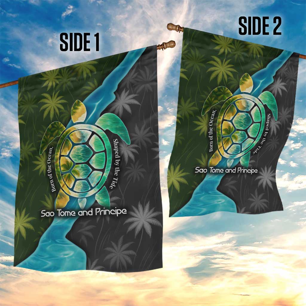 Sea Turtle Sao Tome and Principe Garden Flag Ocean Tide and Tropical Palm TS04
