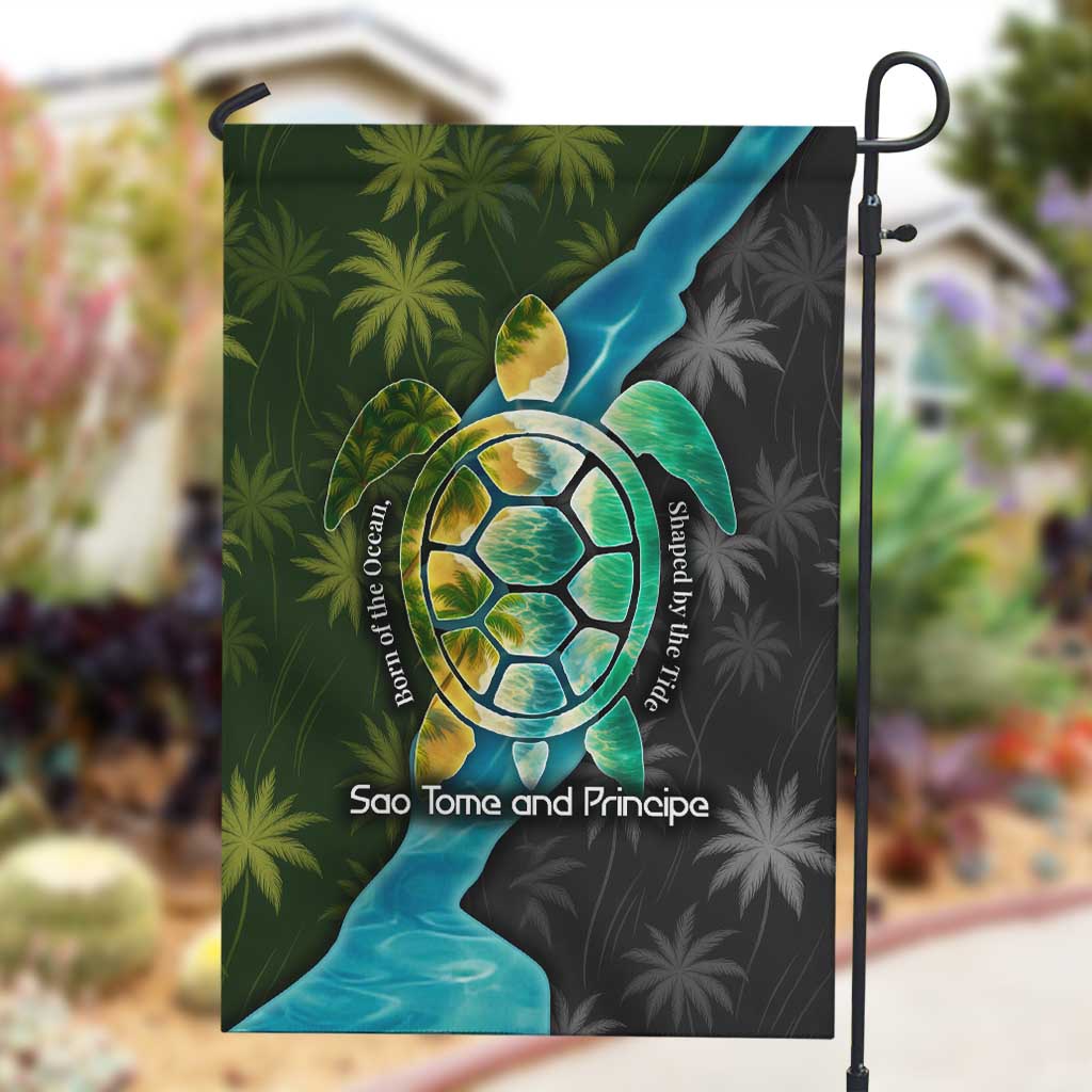 Sea Turtle Sao Tome and Principe Garden Flag Ocean Tide and Tropical Palm TS04