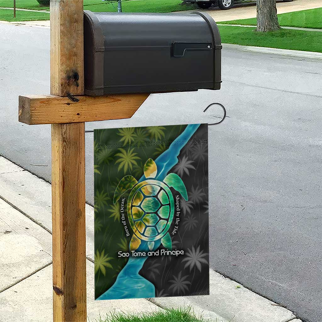 Sea Turtle Sao Tome and Principe Garden Flag Ocean Tide and Tropical Palm TS04