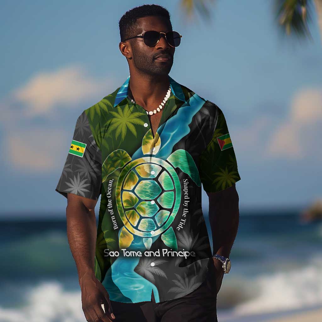 Sea Turtle Sao Tome and Principe Hawaiian Shirt Ocean Tide and Tropical Palm TS04