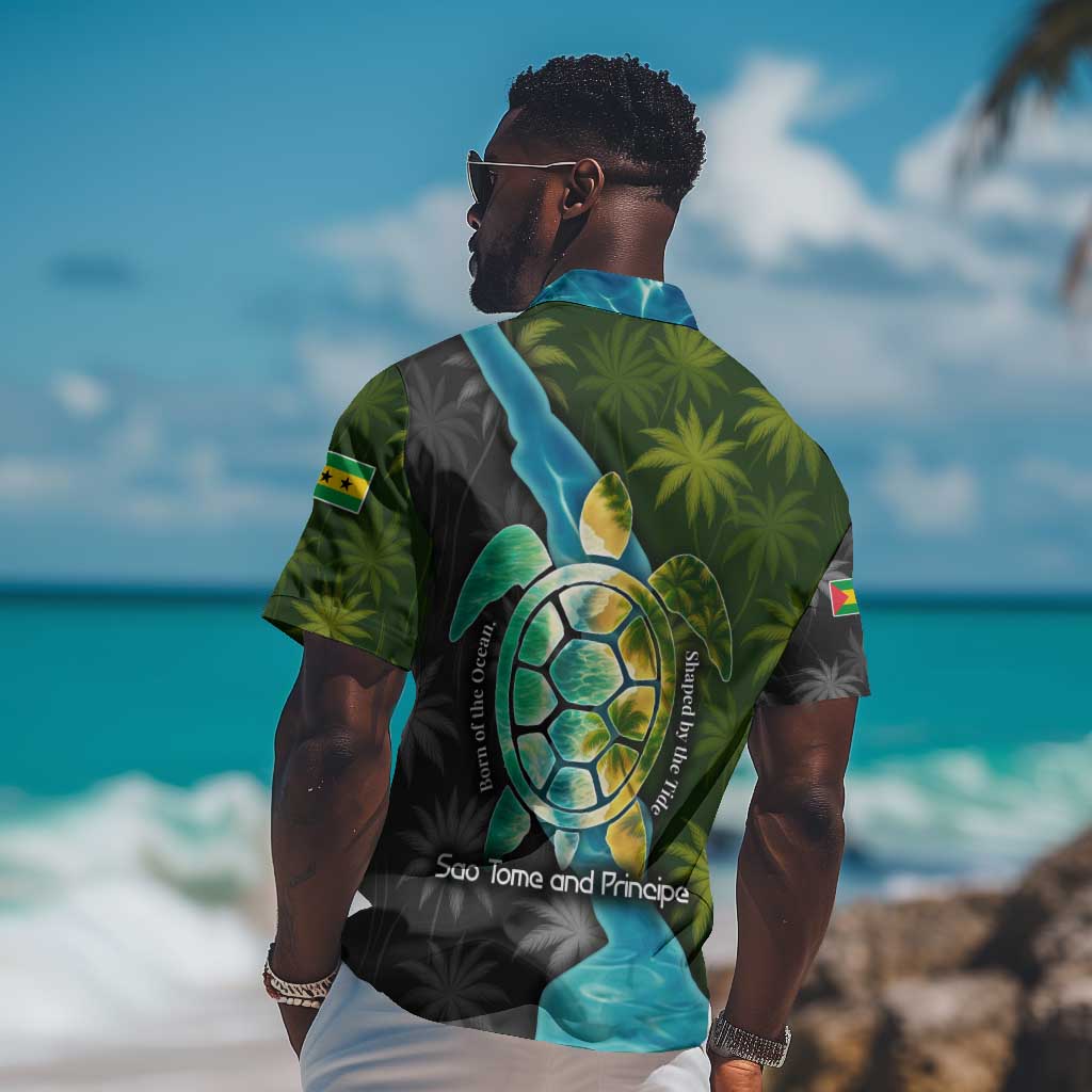 Sea Turtle Sao Tome and Principe Hawaiian Shirt Ocean Tide and Tropical Palm TS04