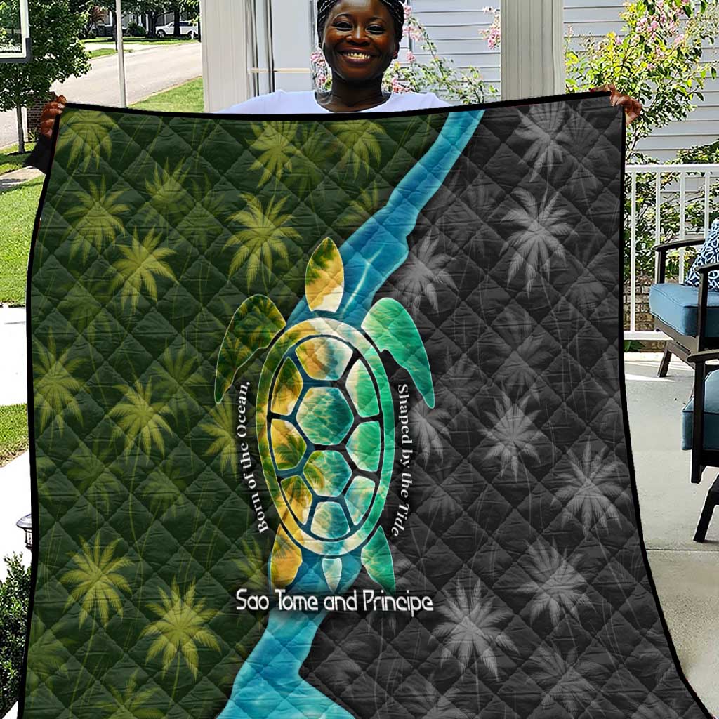 Sea Turtle Sao Tome and Principe Quilt Ocean Tide and Tropical Palm TS04