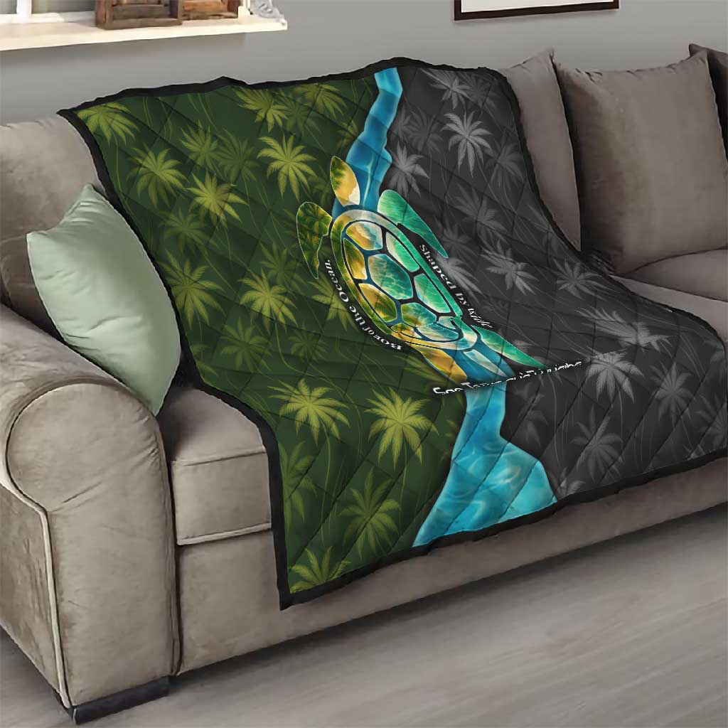 Sea Turtle Sao Tome and Principe Quilt Ocean Tide and Tropical Palm TS04