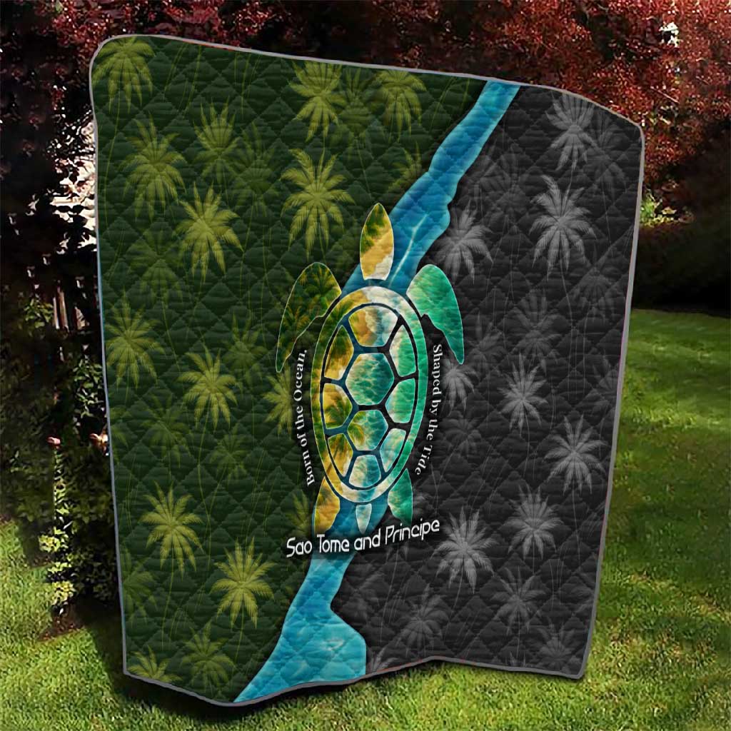 Sea Turtle Sao Tome and Principe Quilt Ocean Tide and Tropical Palm TS04