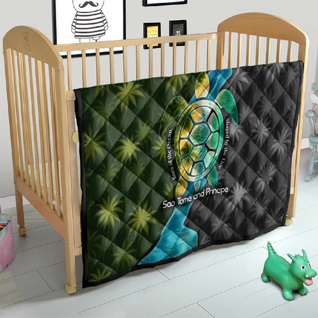 Sea Turtle Sao Tome and Principe Quilt Ocean Tide and Tropical Palm TS04