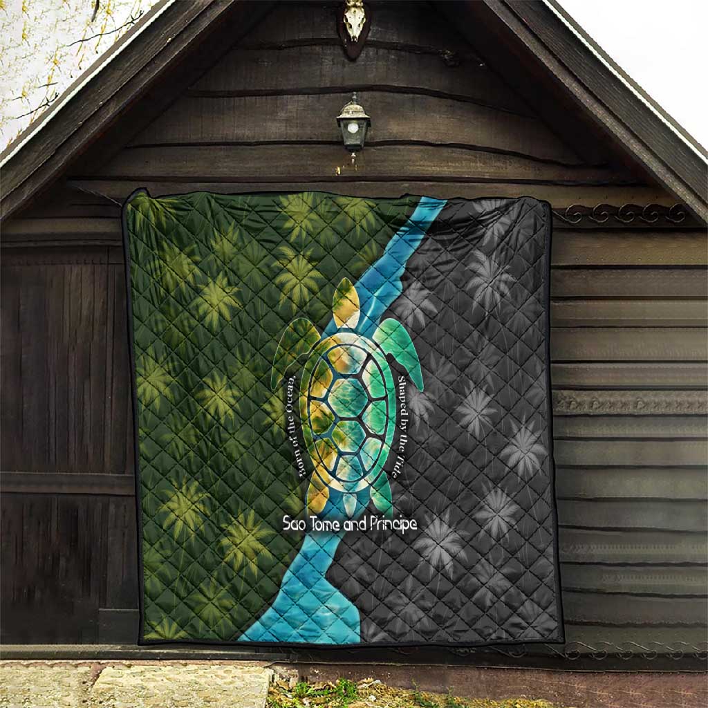 Sea Turtle Sao Tome and Principe Quilt Ocean Tide and Tropical Palm TS04