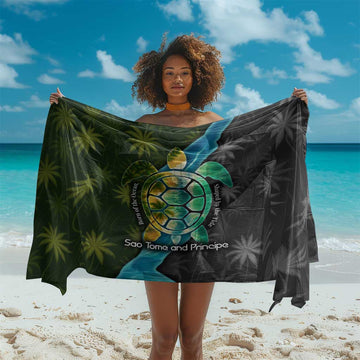 Sea Turtle Sao Tome and Principe Sarong Ocean Tide and Tropical Palm TS04