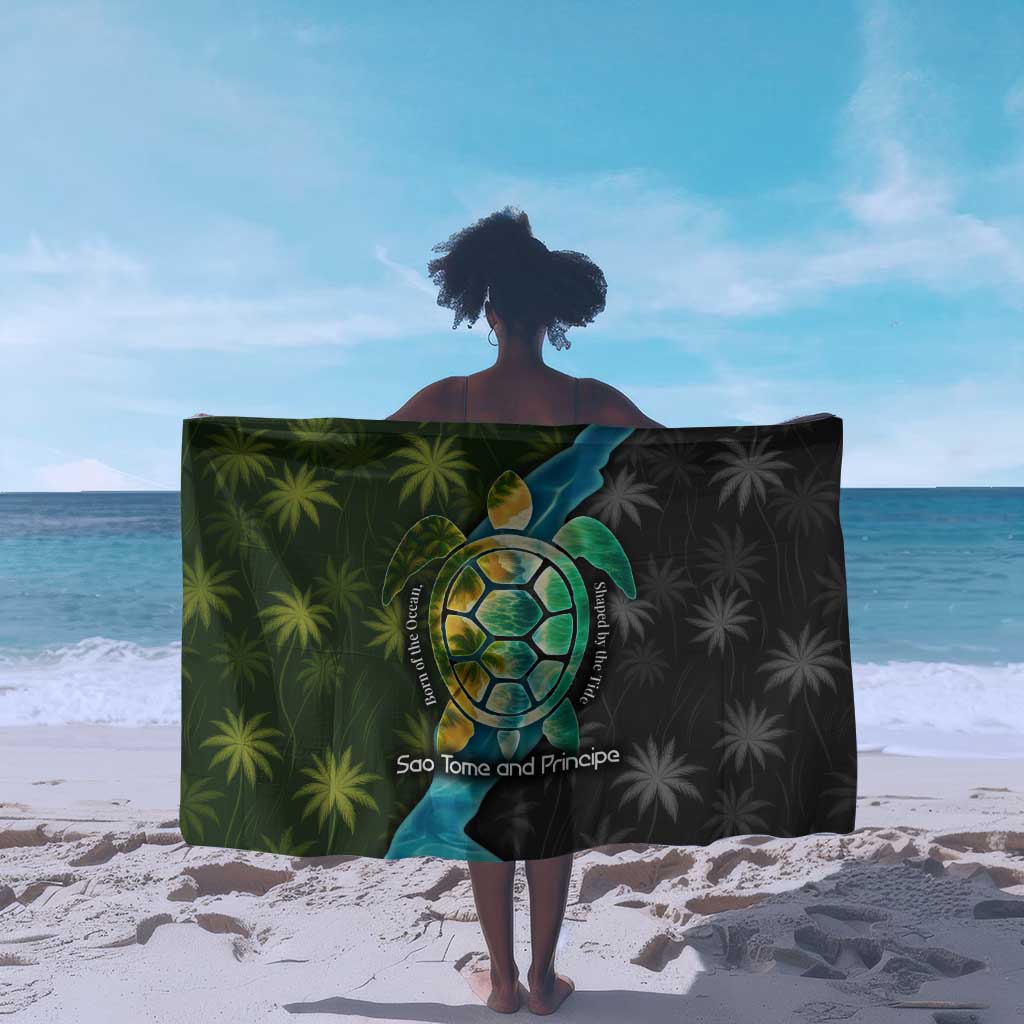 Sea Turtle Sao Tome and Principe Sarong Ocean Tide and Tropical Palm TS04