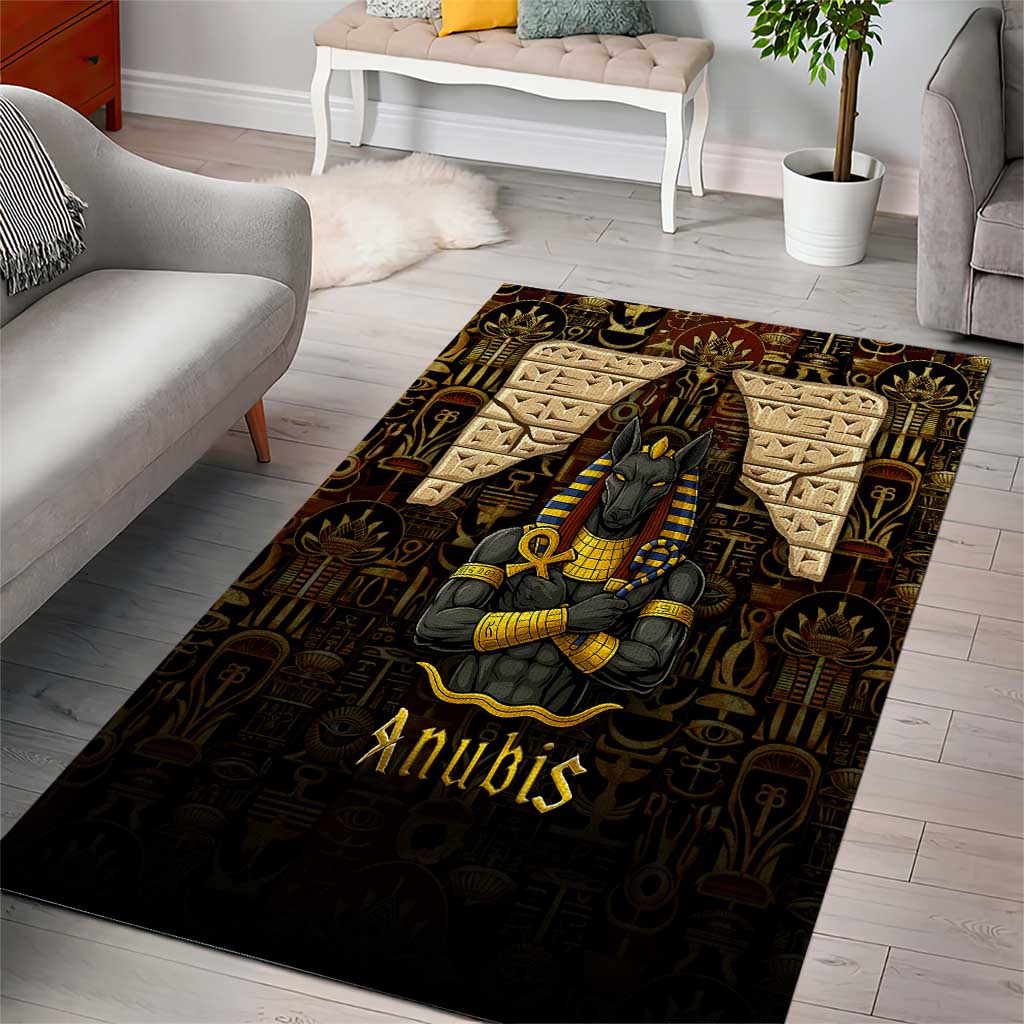 Anubis Egypt Area Rug Ancient Hieroglyph Pharaoh Spirit TS04