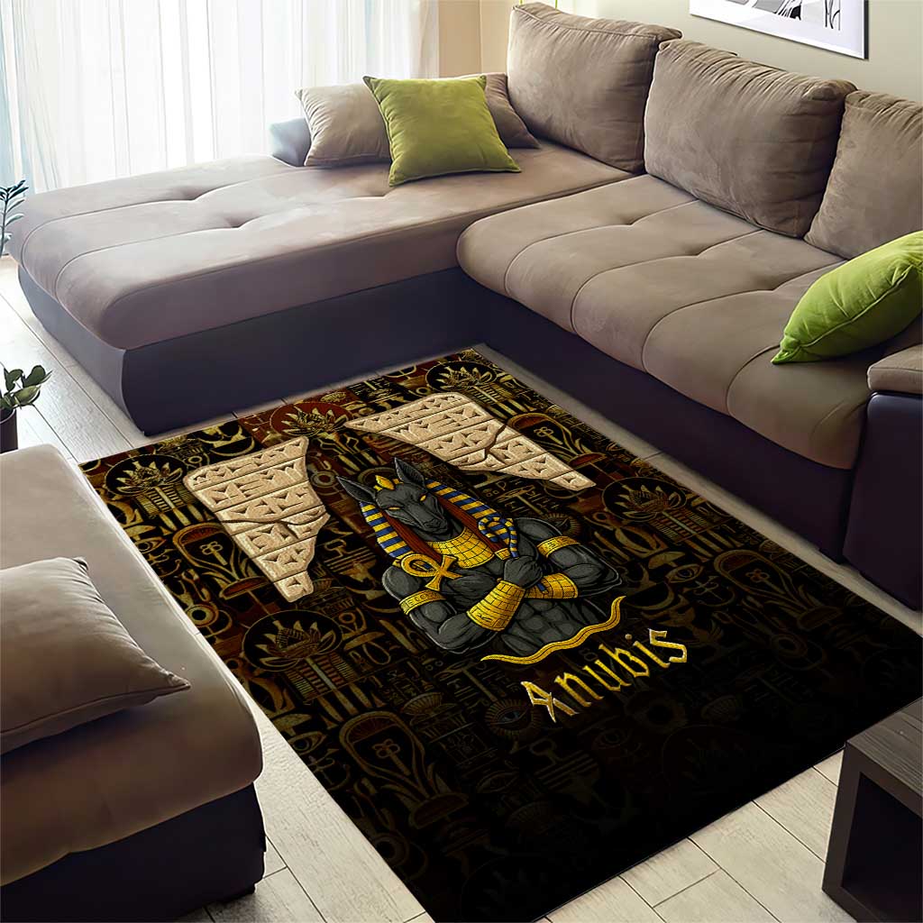 Anubis Egypt Area Rug Ancient Hieroglyph Pharaoh Spirit TS04