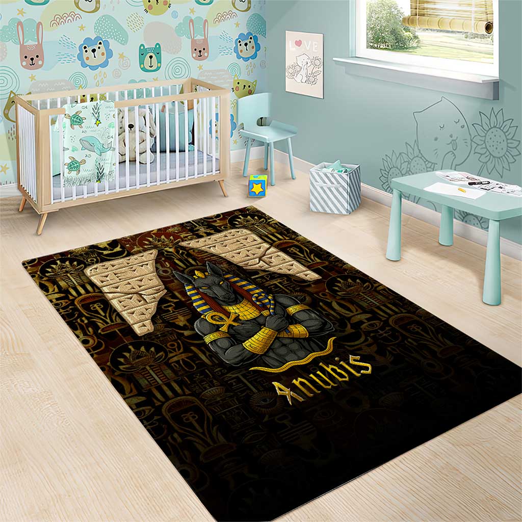 Anubis Egypt Area Rug Ancient Hieroglyph Pharaoh Spirit TS04
