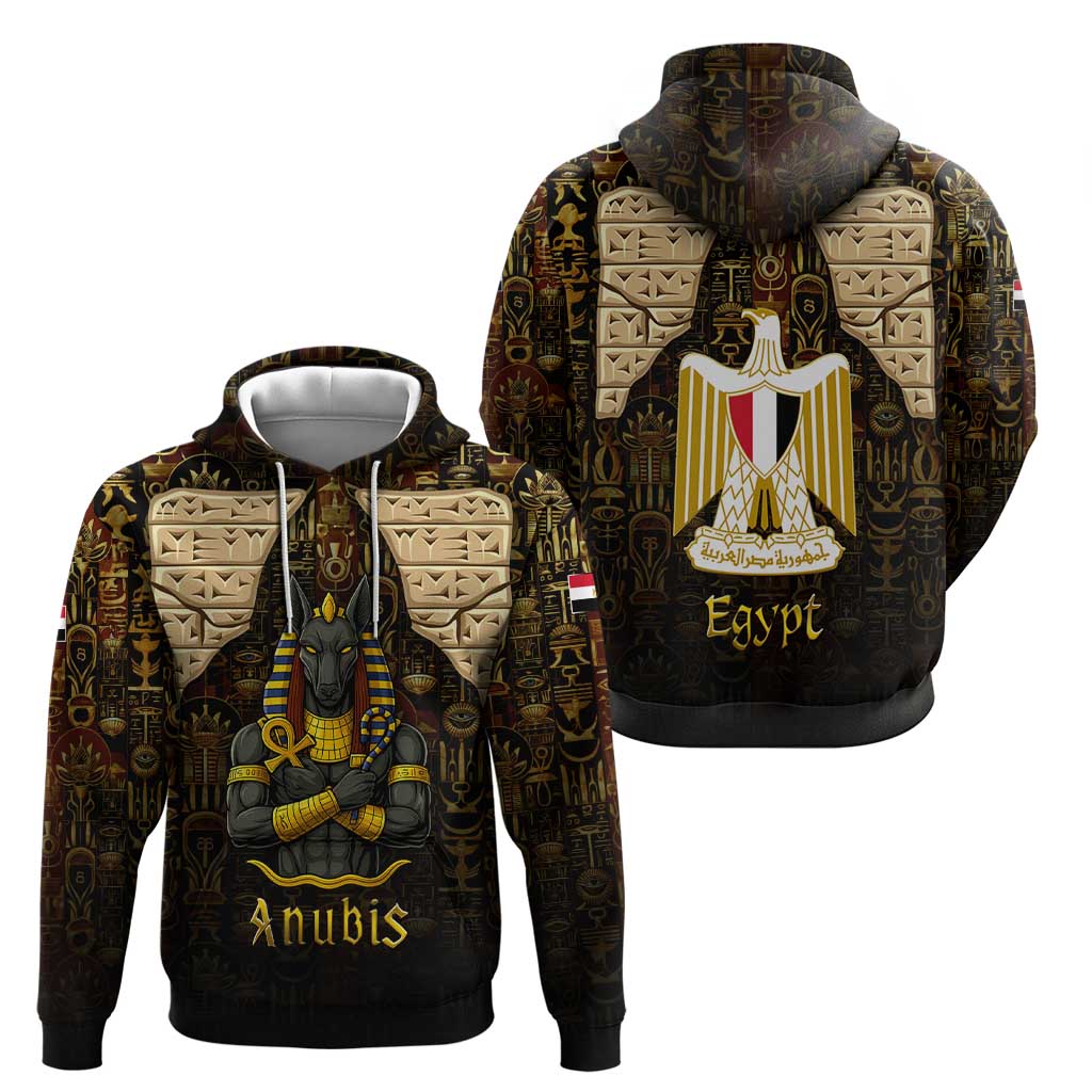 Anubis Egypt Hoodie with Ancient Hieroglyph Pharaoh Spirit TS04