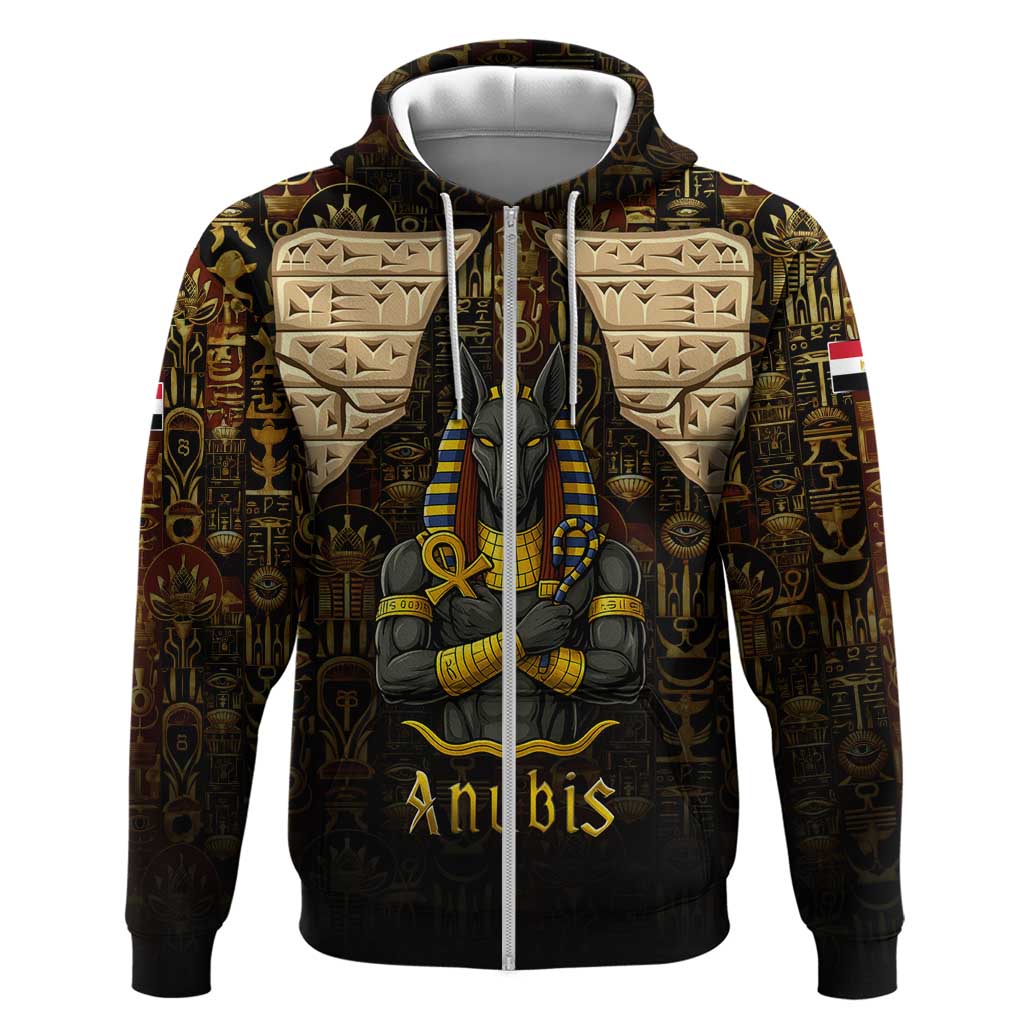 Anubis Egypt Hoodie with Ancient Hieroglyph Pharaoh Spirit TS04