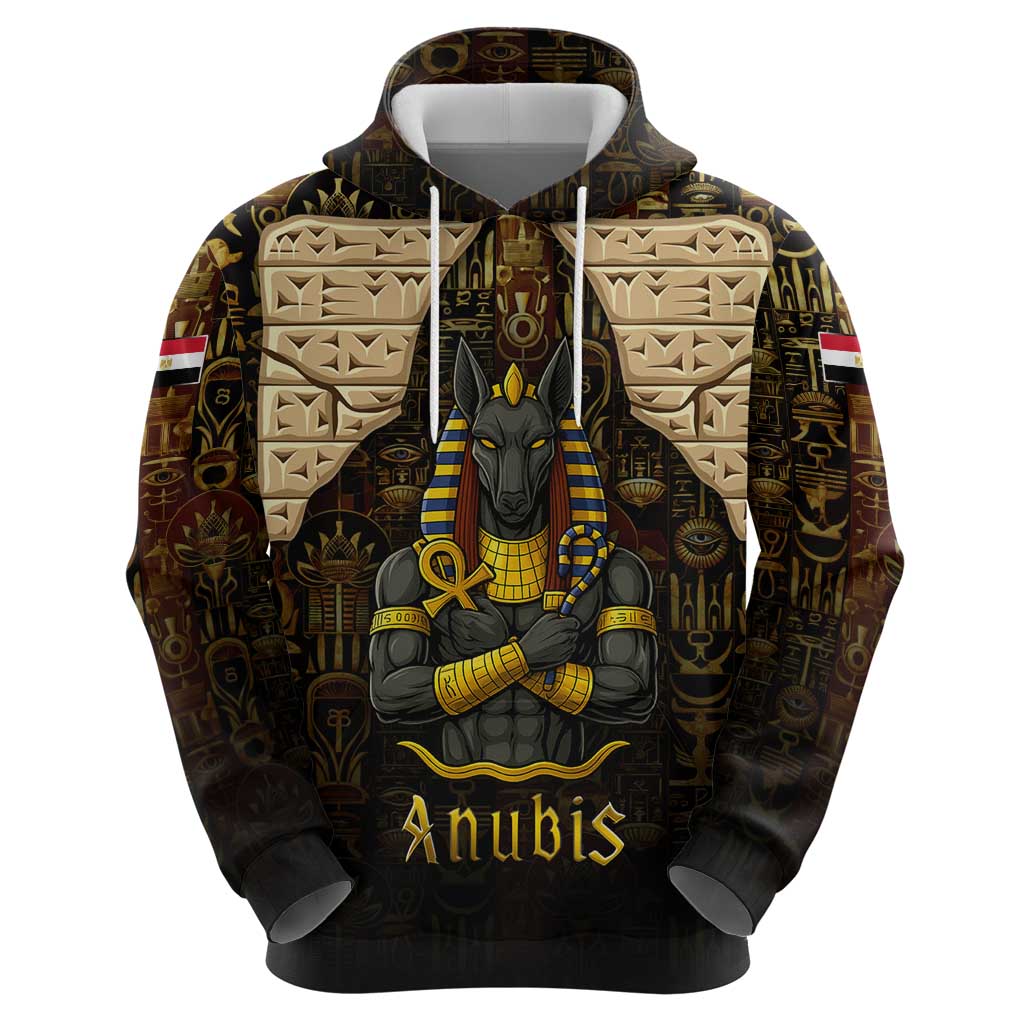Anubis Egypt Hoodie with Ancient Hieroglyph Pharaoh Spirit TS04