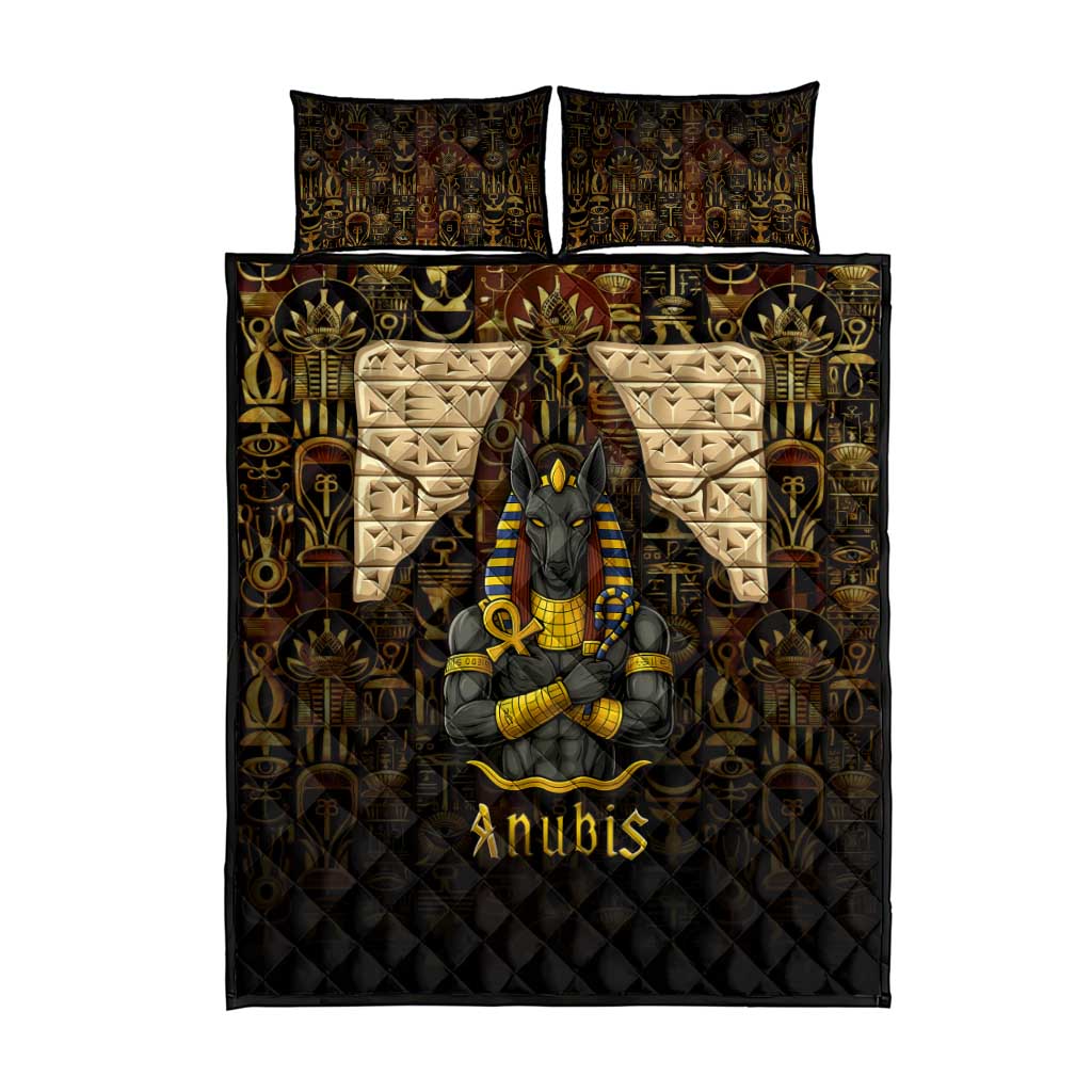 Anubis Egypt Quilt Bed Set Ancient Hieroglyph Pharaoh Spirit TS04