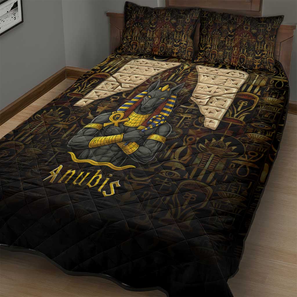 Anubis Egypt Quilt Bed Set Ancient Hieroglyph Pharaoh Spirit TS04