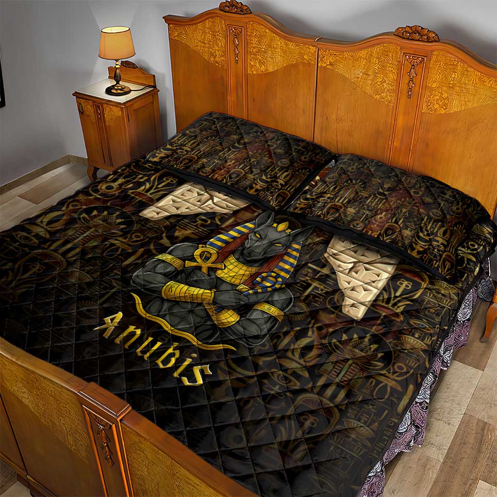 Anubis Egypt Quilt Bed Set Ancient Hieroglyph Pharaoh Spirit TS04
