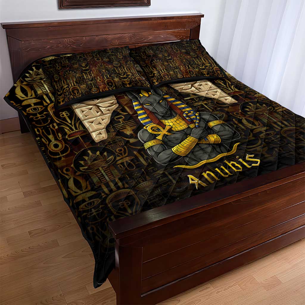 Anubis Egypt Quilt Bed Set Ancient Hieroglyph Pharaoh Spirit TS04