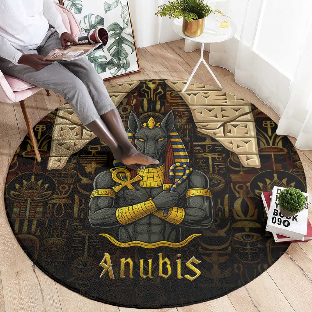 Anubis Egypt Round Carpet Ancient Hieroglyph Pharaoh Spirit TS04