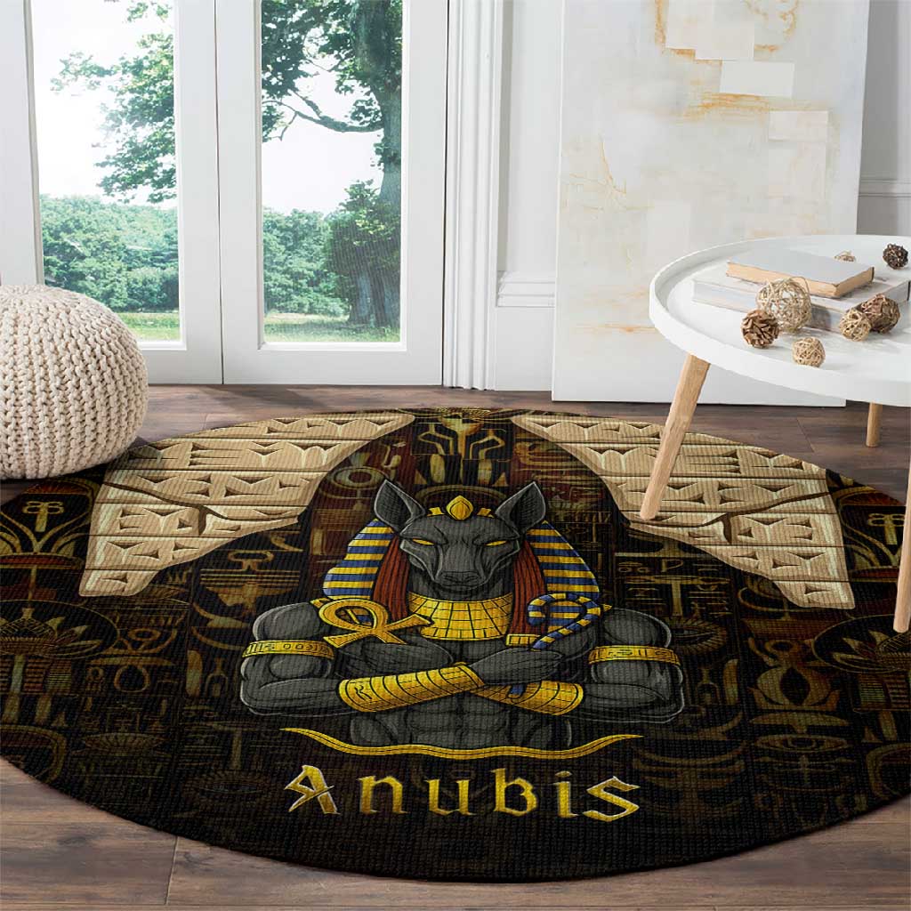Anubis Egypt Round Carpet Ancient Hieroglyph Pharaoh Spirit TS04