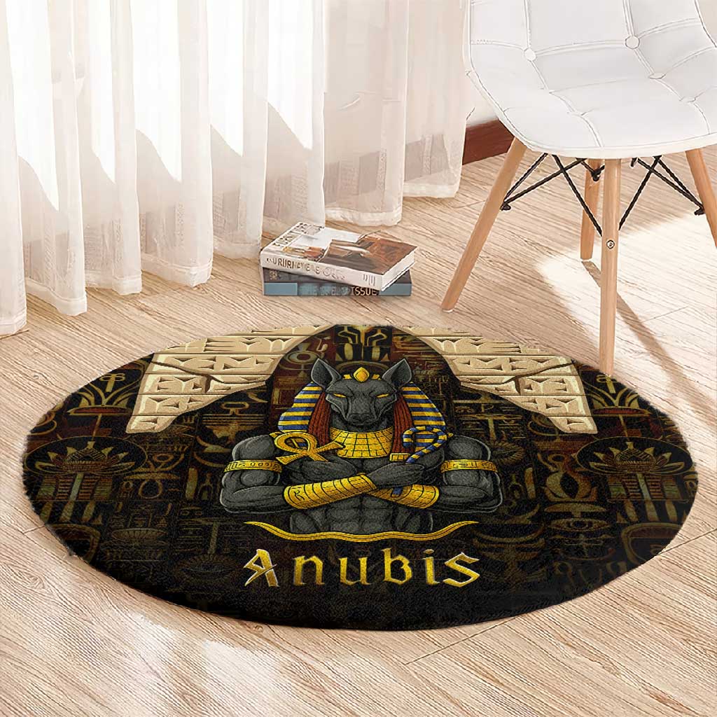 Anubis Egypt Round Carpet Ancient Hieroglyph Pharaoh Spirit TS04