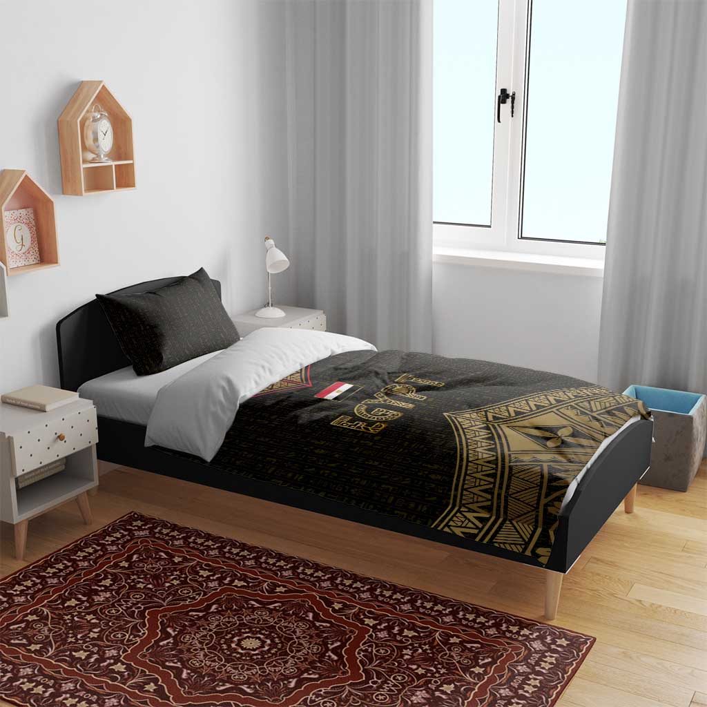Ankh Eye of Horus Egypt Bedding Set Ancient Black Gold Hieroglyph Spirit TS04