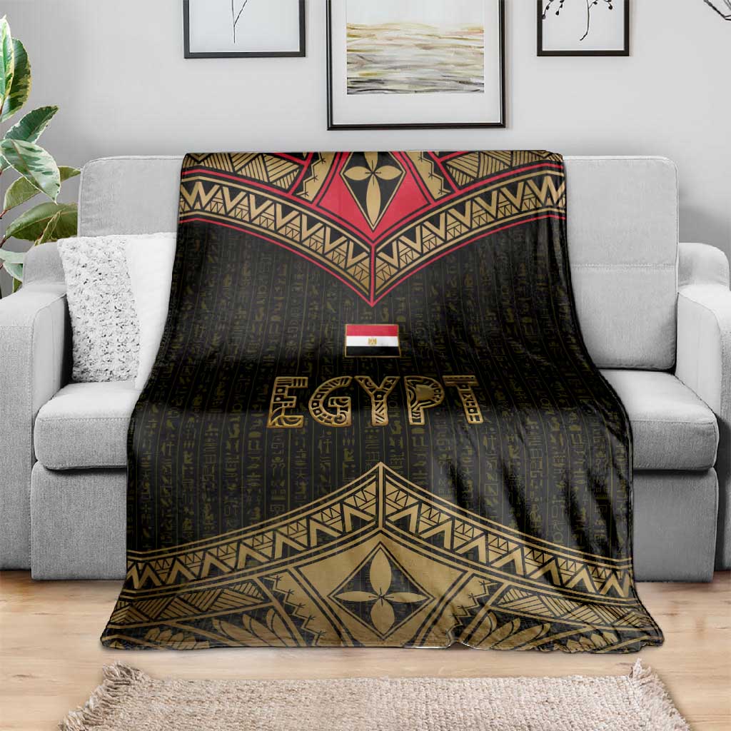 Ankh Eye of Horus Egypt Blanket Ancient Black Gold Hieroglyph Spirit TS04
