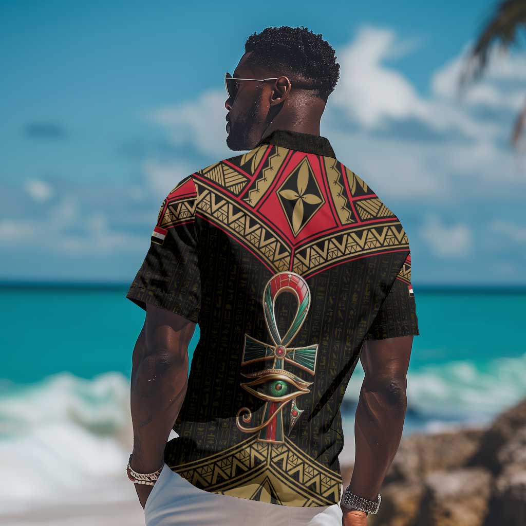 Ankh Eye of Horus Egypt Hawaiian Shirt Ancient Black Gold Hieroglyph Spirit TS04