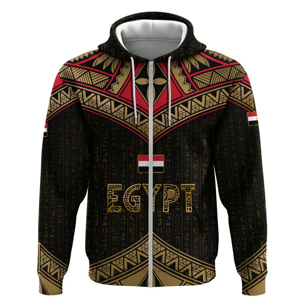 Ankh Eye of Horus Egypt Hoodie with Ancient Black Gold Hieroglyph Spirit TS04