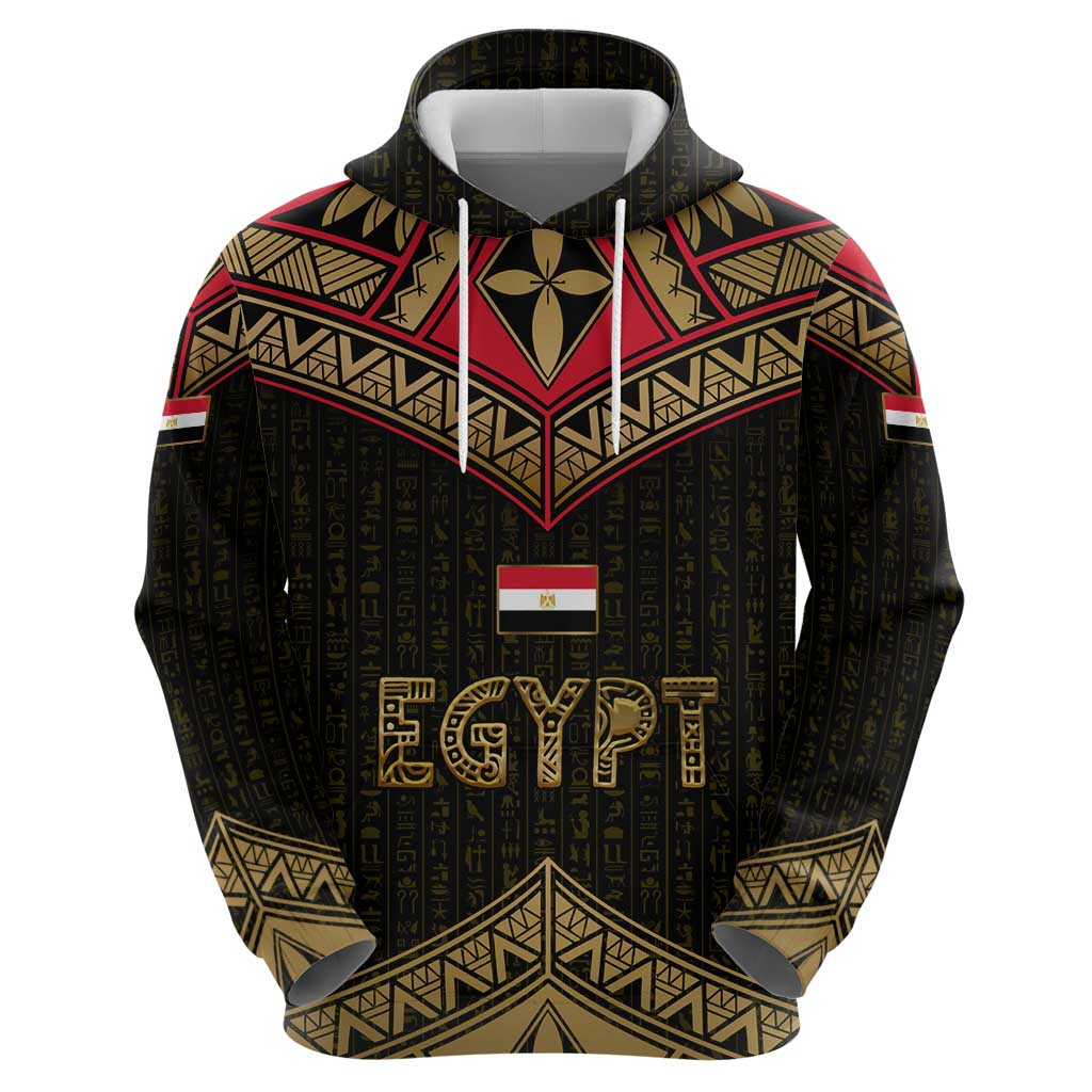Ankh Eye of Horus Egypt Hoodie with Ancient Black Gold Hieroglyph Spirit TS04