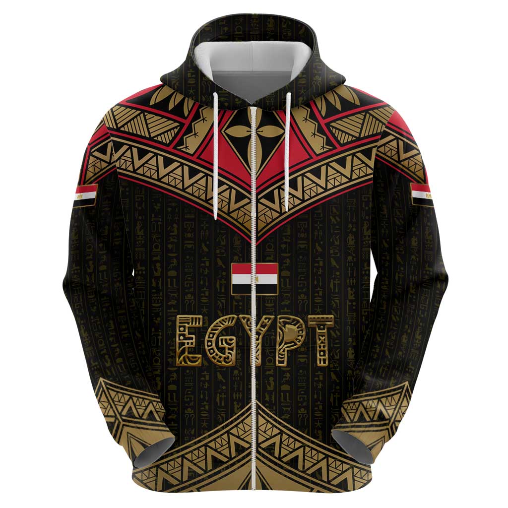 Ankh Eye of Horus Egypt Hoodie with Ancient Black Gold Hieroglyph Spirit TS04