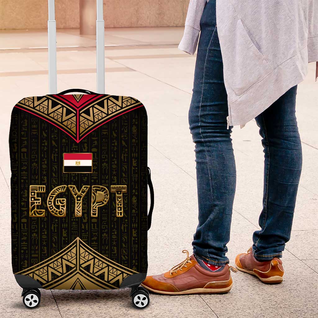 Ankh Eye of Horus Egypt Luggage Cover with Ancient Black Gold Hieroglyph Spirit TS04