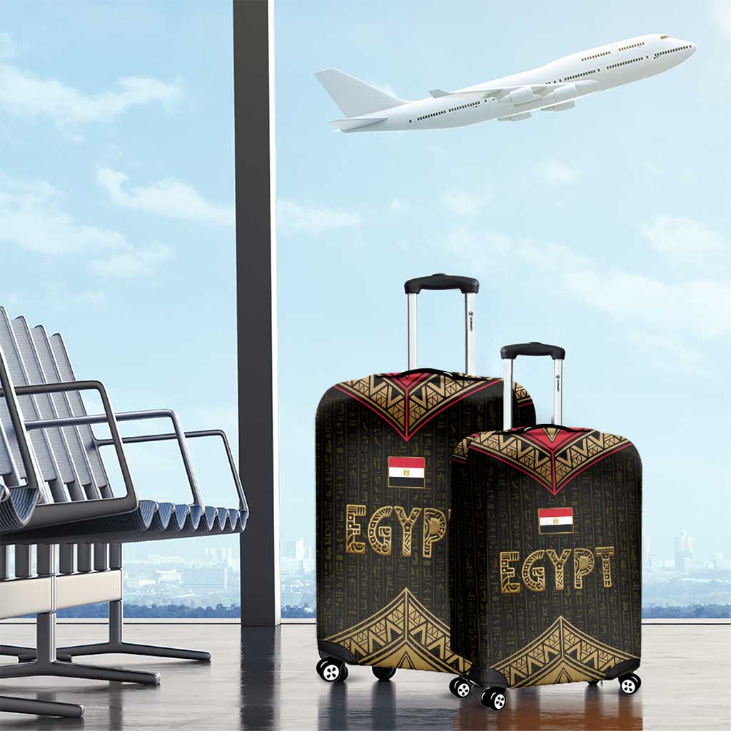 Ankh Eye of Horus Egypt Luggage Cover with Ancient Black Gold Hieroglyph Spirit TS04