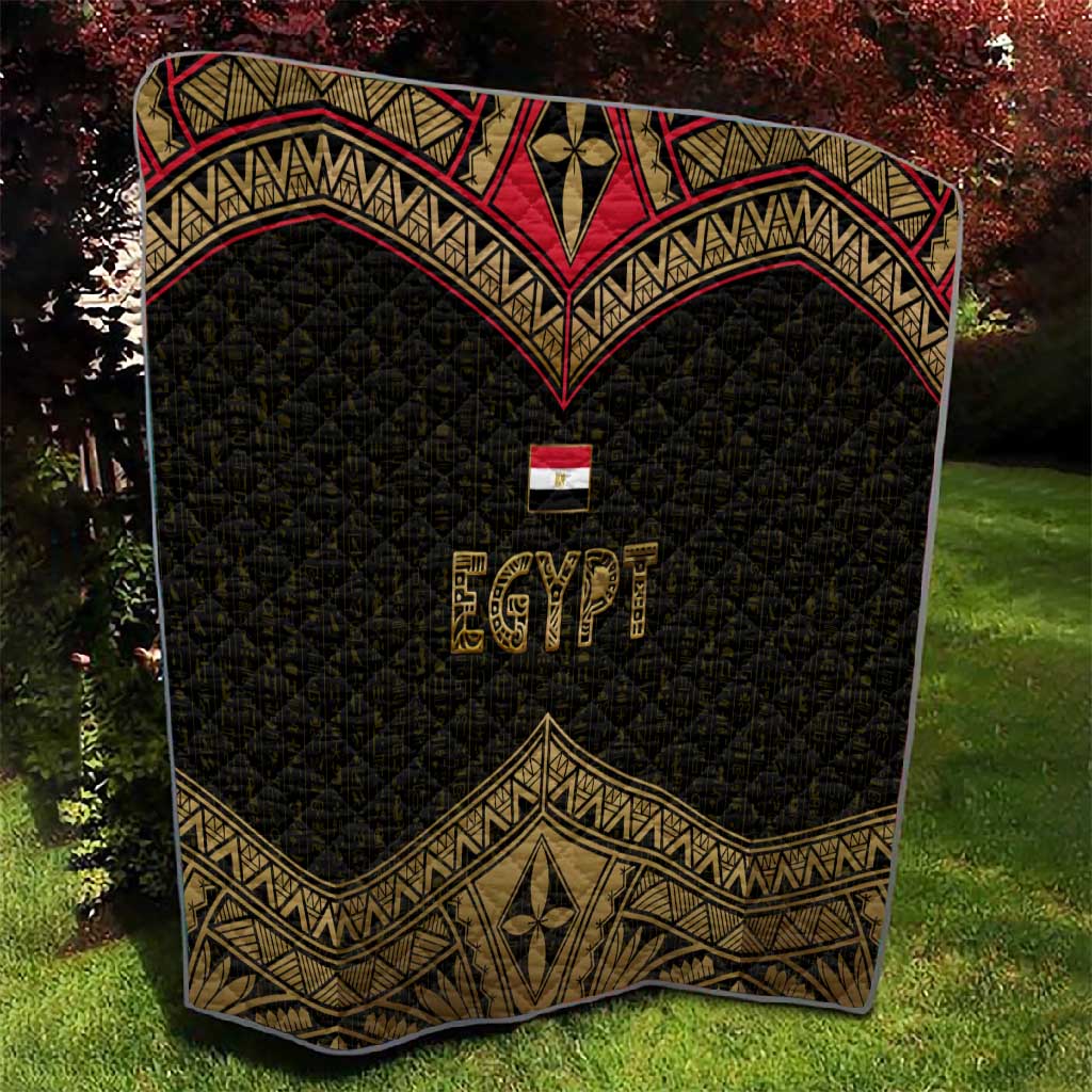 Ankh Eye of Horus Egypt Quilt Ancient Black Gold Hieroglyph Spirit TS04