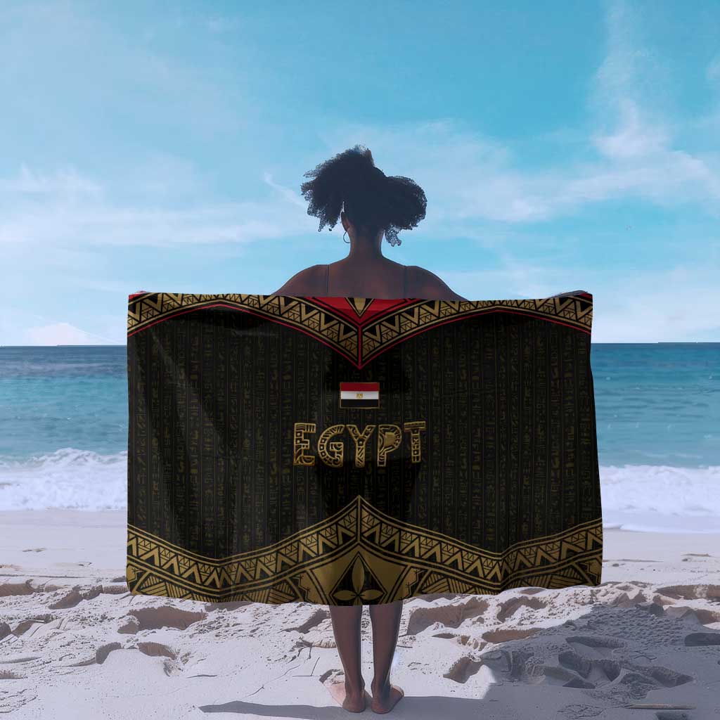 Ankh Eye of Horus Egypt Sarong Ancient Black Gold Hieroglyph Spirit TS04