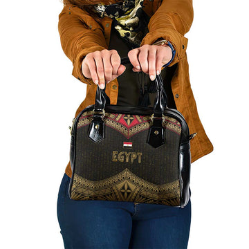 Ankh Eye of Horus Egypt Shoulder Handbag with Ancient Black Gold Hieroglyph Spirit TS04