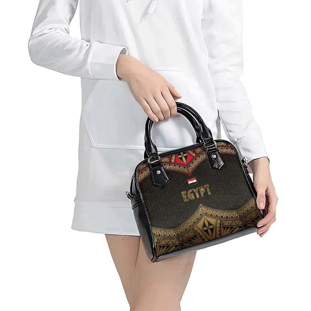 Ankh Eye of Horus Egypt Shoulder Handbag with Ancient Black Gold Hieroglyph Spirit TS04