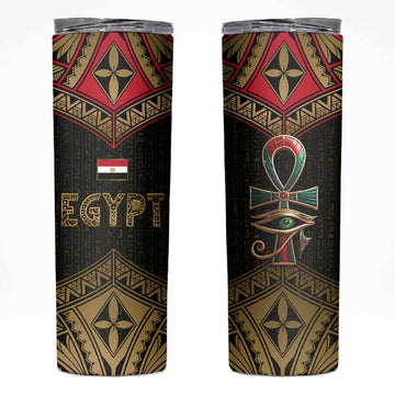 Ankh Eye of Horus Egypt Skinny Tumbler Ancient Black Gold Hieroglyph Spirit TS04