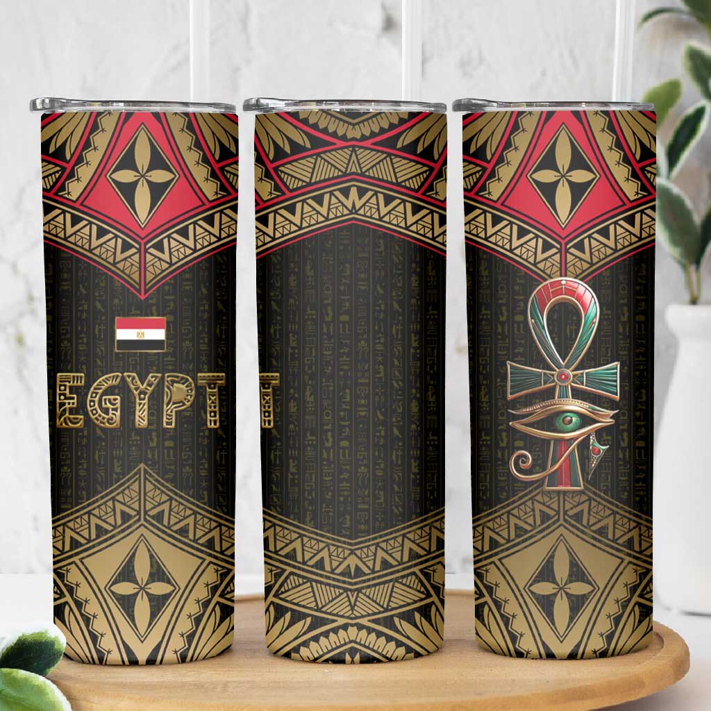 Ankh Eye of Horus Egypt Skinny Tumbler Ancient Black Gold Hieroglyph Spirit TS04