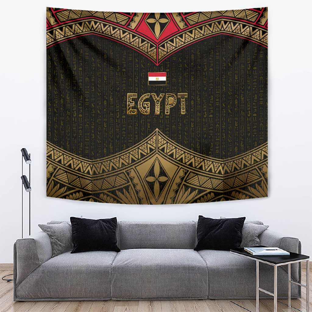 Ankh Eye of Horus Egypt Tapestry Ancient Black Gold Hieroglyph Spirit TS04