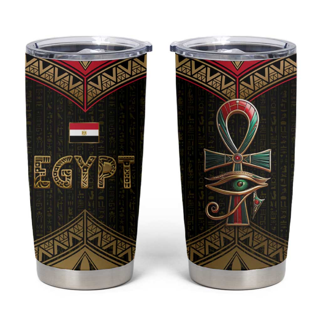 Ankh Eye of Horus Egypt Tumbler Cup Ancient Black Gold Hieroglyph Spirit TS04