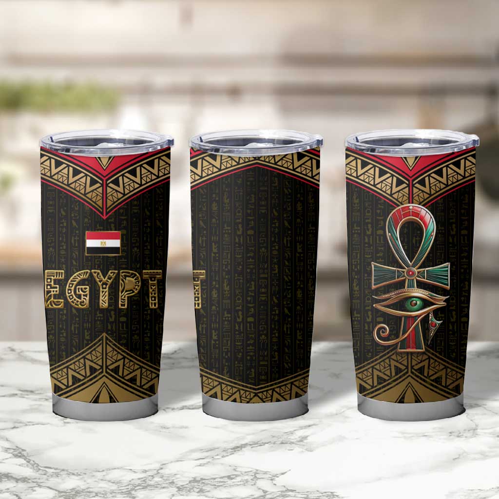 Ankh Eye of Horus Egypt Tumbler Cup Ancient Black Gold Hieroglyph Spirit TS04
